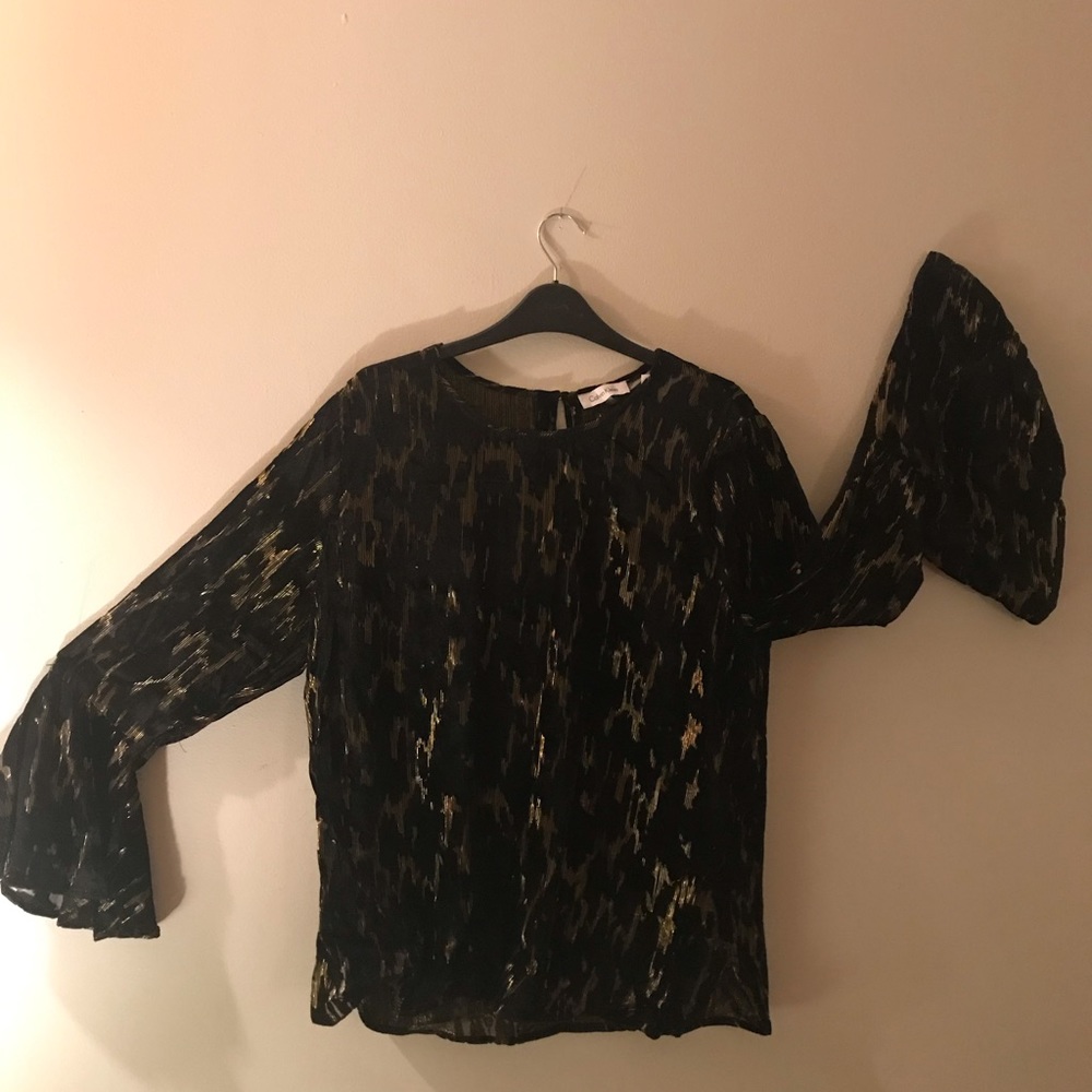 Calvin Klein Metallic Bell Sleeve Top